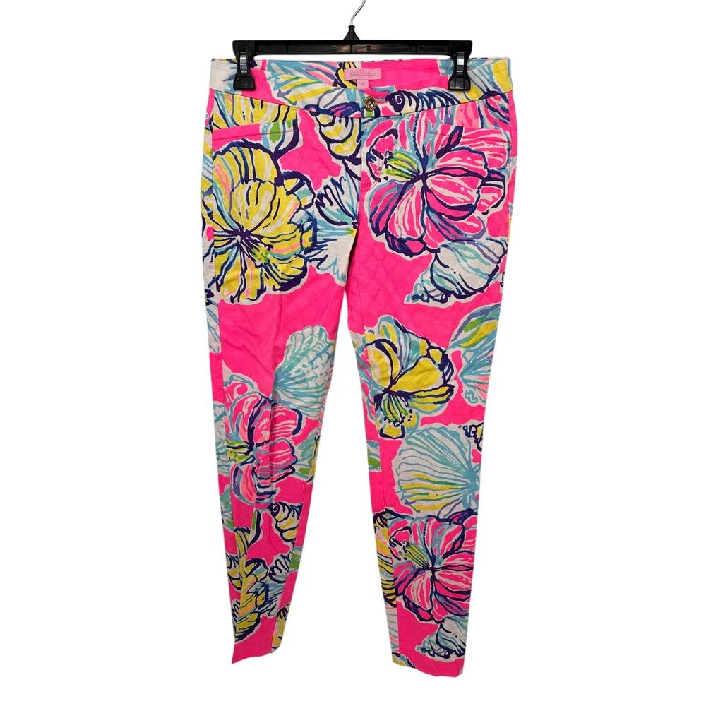 Lilly Pulitzer Kelly Skinny Ankle Pant In Royal Pink Swept By The Tides // 4